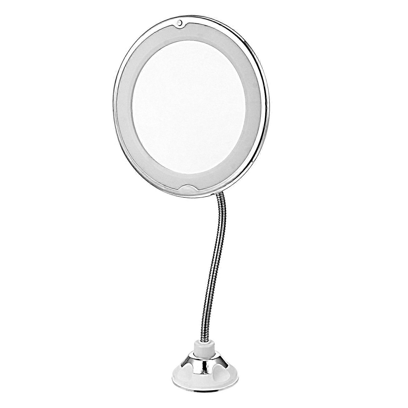 LED Lighted 10X Magnifying Vanity Mirror with Suction for Desktop Plastic