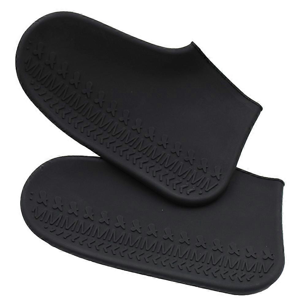 Black Silicone Rain Boot Cover for Shoes Use Anti-slip Waterproof Unisex Shoe Protector 1 Pair Size