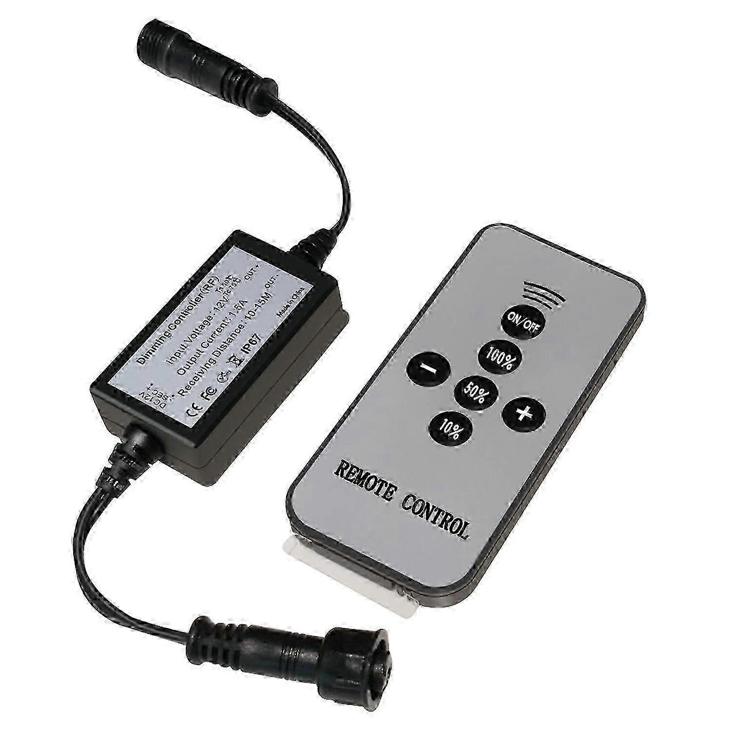 Led Light Dimmer, Smy Deck Light Dimmer With Rf Wireless Remote Control, Waterproof Ip67 For Led Light Dimming With Black Extension Cable Dc Male Fema