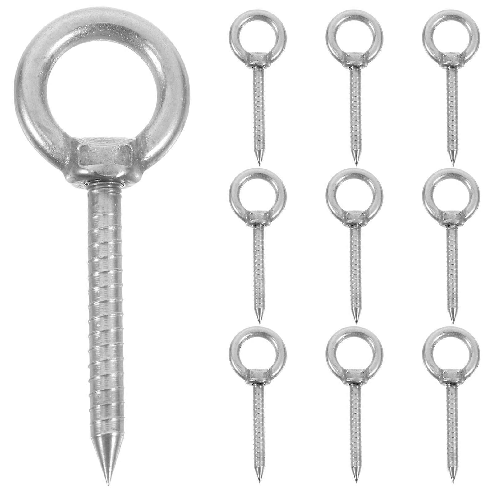 Stainless Steel Hoisting Ring Hooks for Wall Ceiling Mounting – Self Tapping Screws Included – Multi Use Hanging Hooks for Clothes, Wind Chimes,