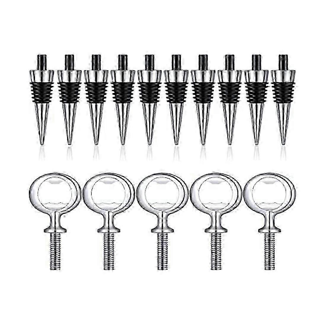 10Pcs Wine Stopper and 5Pcs Blank Opener Inserts Set for Wedding Party DIY Projects