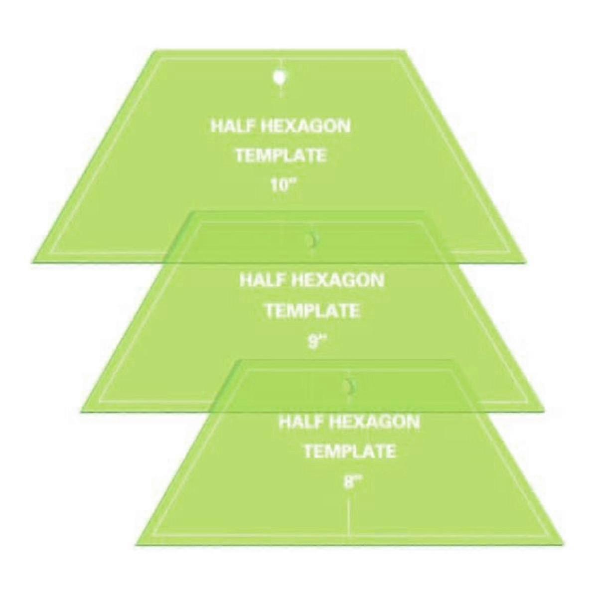 3 Pcs Half Hexagon Quilting Template Acrylic Ruler 8 9 10 Inch for Quilting and Sewing