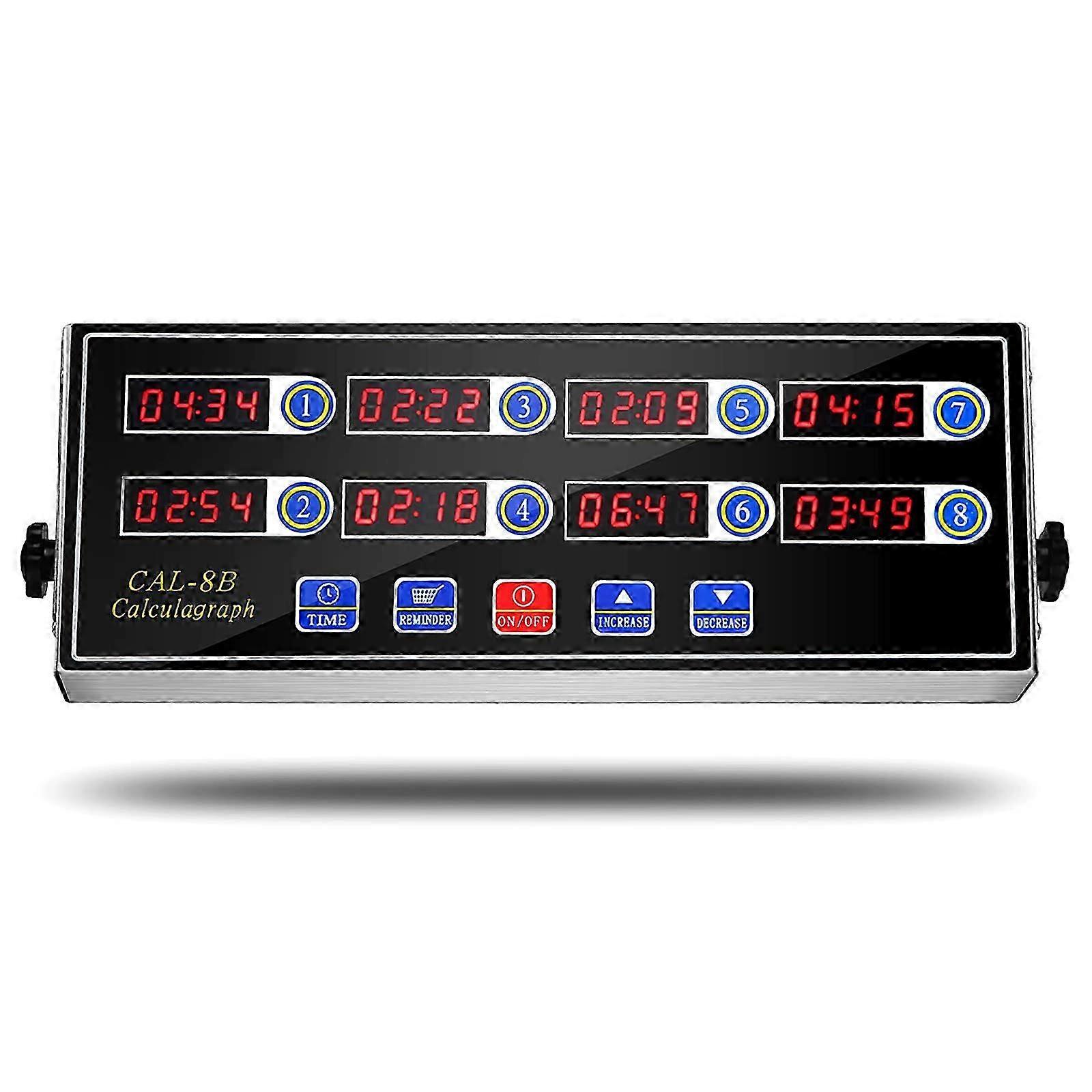 8-Channel Kitchen Timer, Stainless Steel Design with Loud Alarm