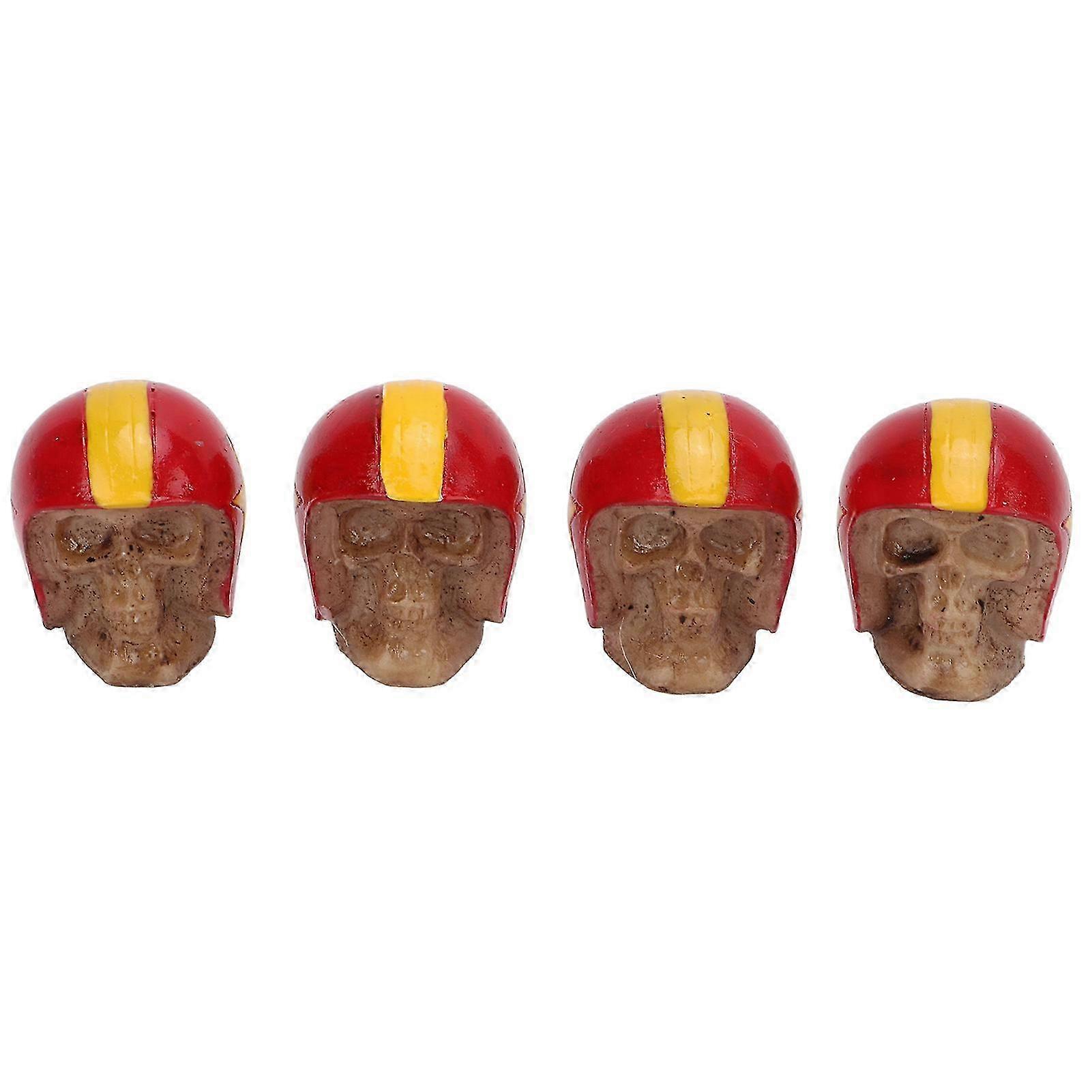 4pcs Universal Skull Shape Tire Valve Stem Cap Cover for SUVs and Trucks - Rustproof ABS Copper Red