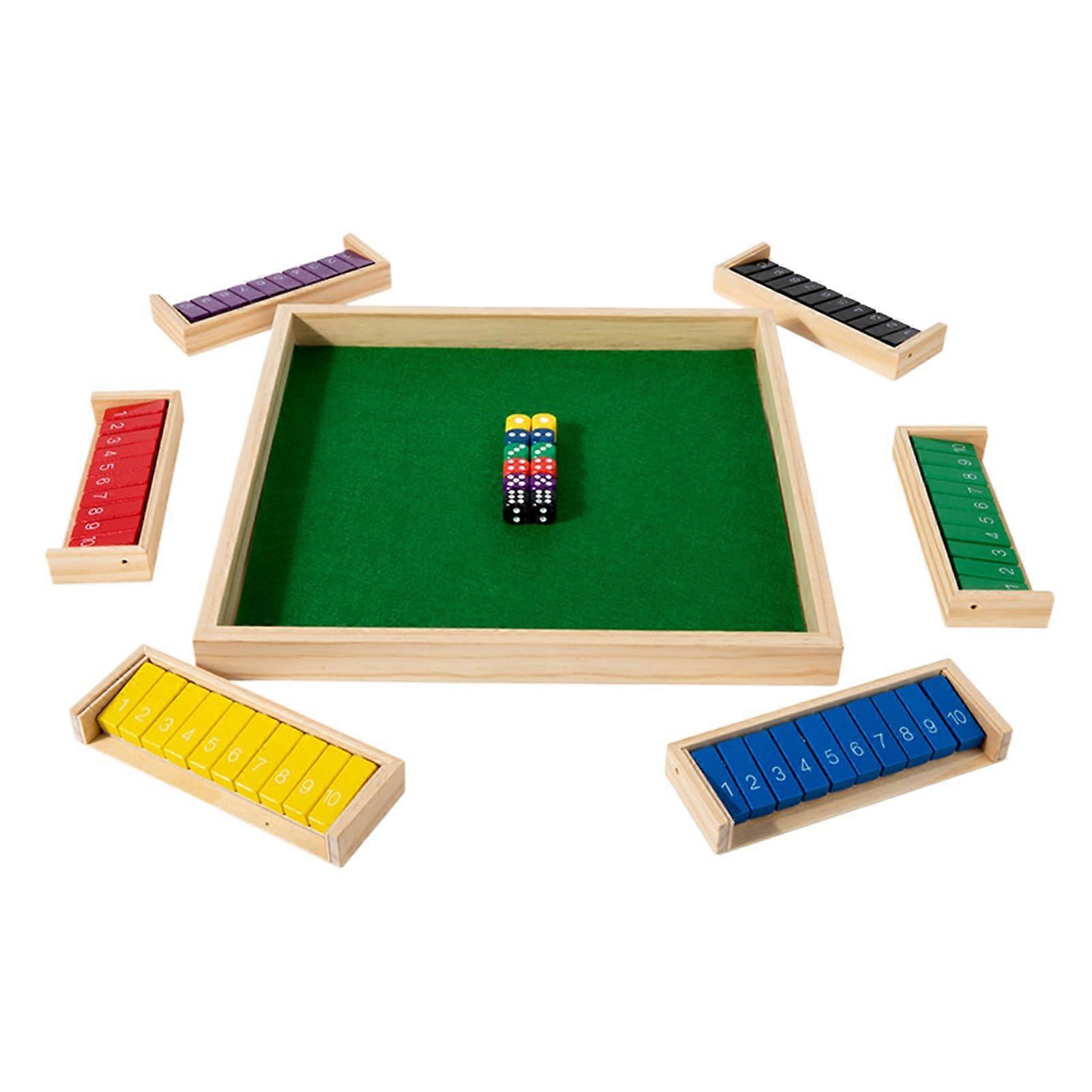 Wooden Shut the Box Board Game with Number Tiles, Portable Dice Challenge for Family and Party Play