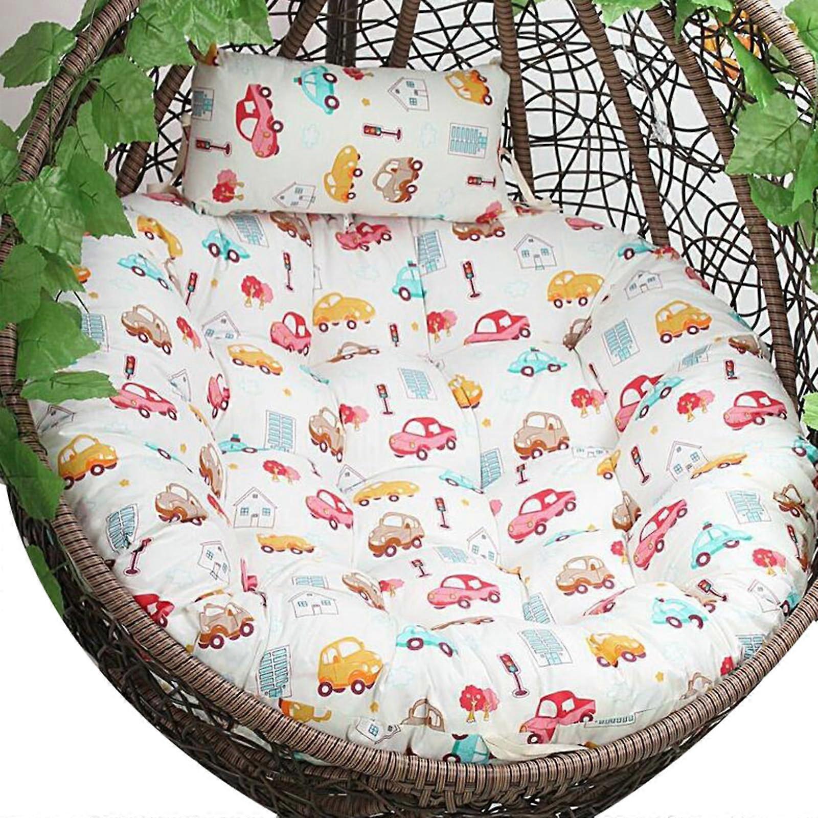 Rattan swing chair, garden, terrace, with large wicker egg hammock, for indoor and outdoor, hanging basket, chair cushion, color: F