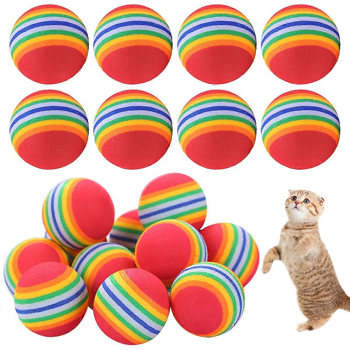 Cat Toy Balls, Pack of 20 Pet Cat Toy, Soft Balls, Interactive Cat Toy Ball for Dogs, Puppies, Kittens, Fetch Interactive Toy rainbow