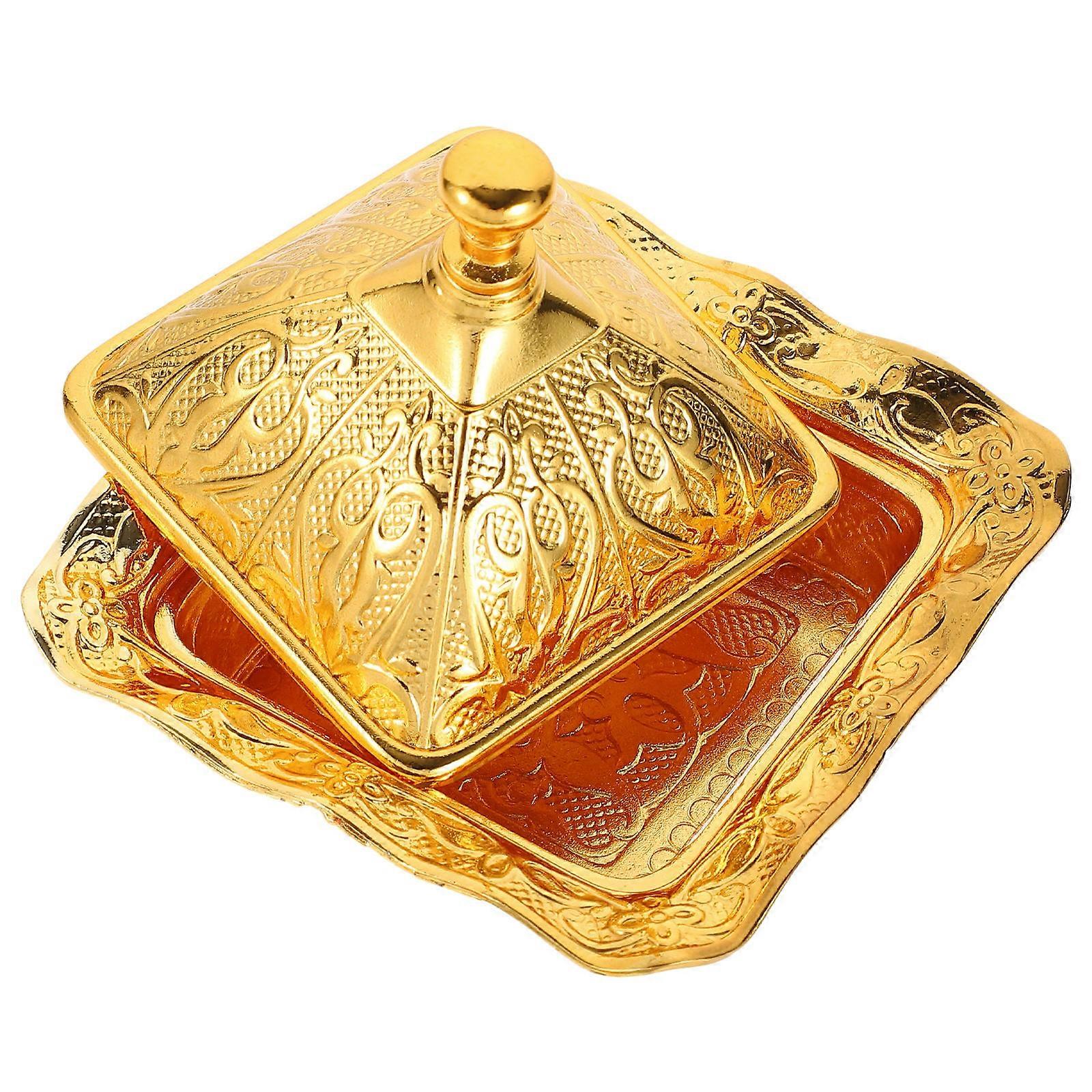 European Style Sugar Bowl with Lid Vintage Condiment Jar for Kitchen Dining, Elegant Candy Serving Plate with Smooth Surface