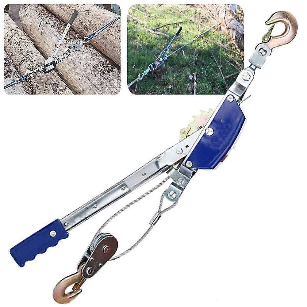 Dual Power Puller, Hand Winch Ratchet Puller with Cable and Hook, 2t