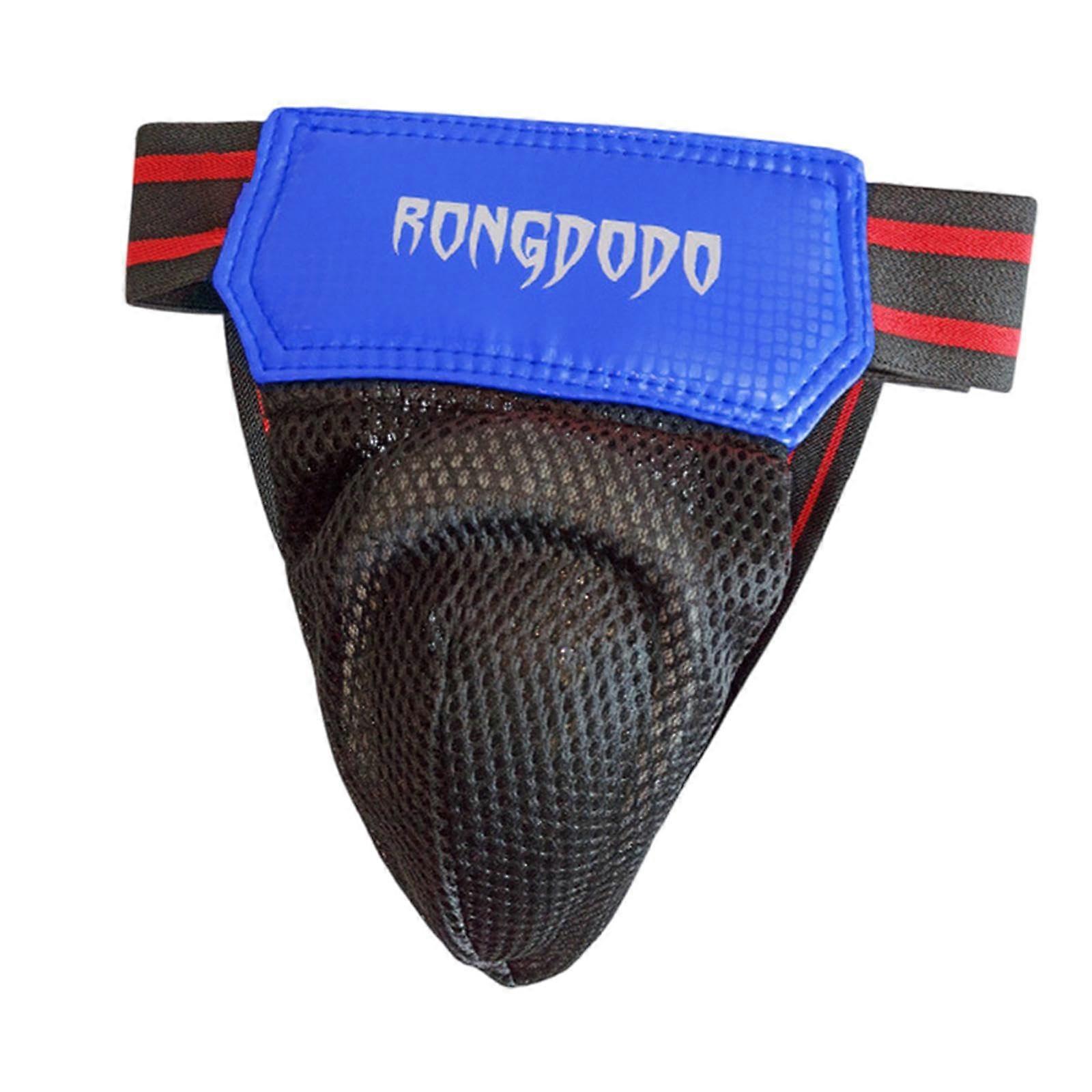 Groin Protector for Boxing and MMA Sparring, Blue Disc Protector Jockstrap for Sanda Kung Fu Grappling Size S