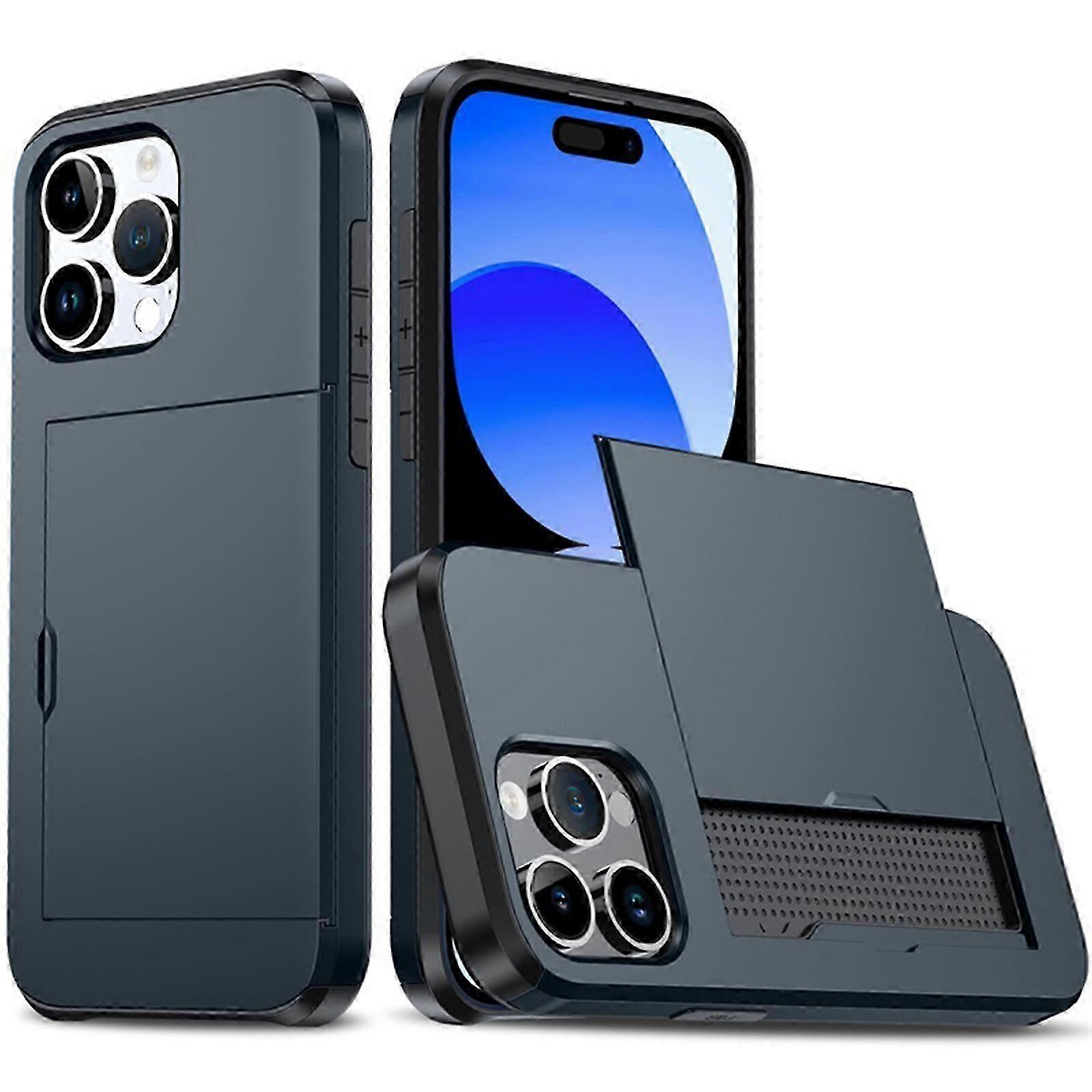 for iPhone 15 Pro Max/15 Ultra Case with Card Holder Heavy Duty Protective Dual Layer Shockproof Hidden Card Slot Slim Wallet Case 15 Pro Max