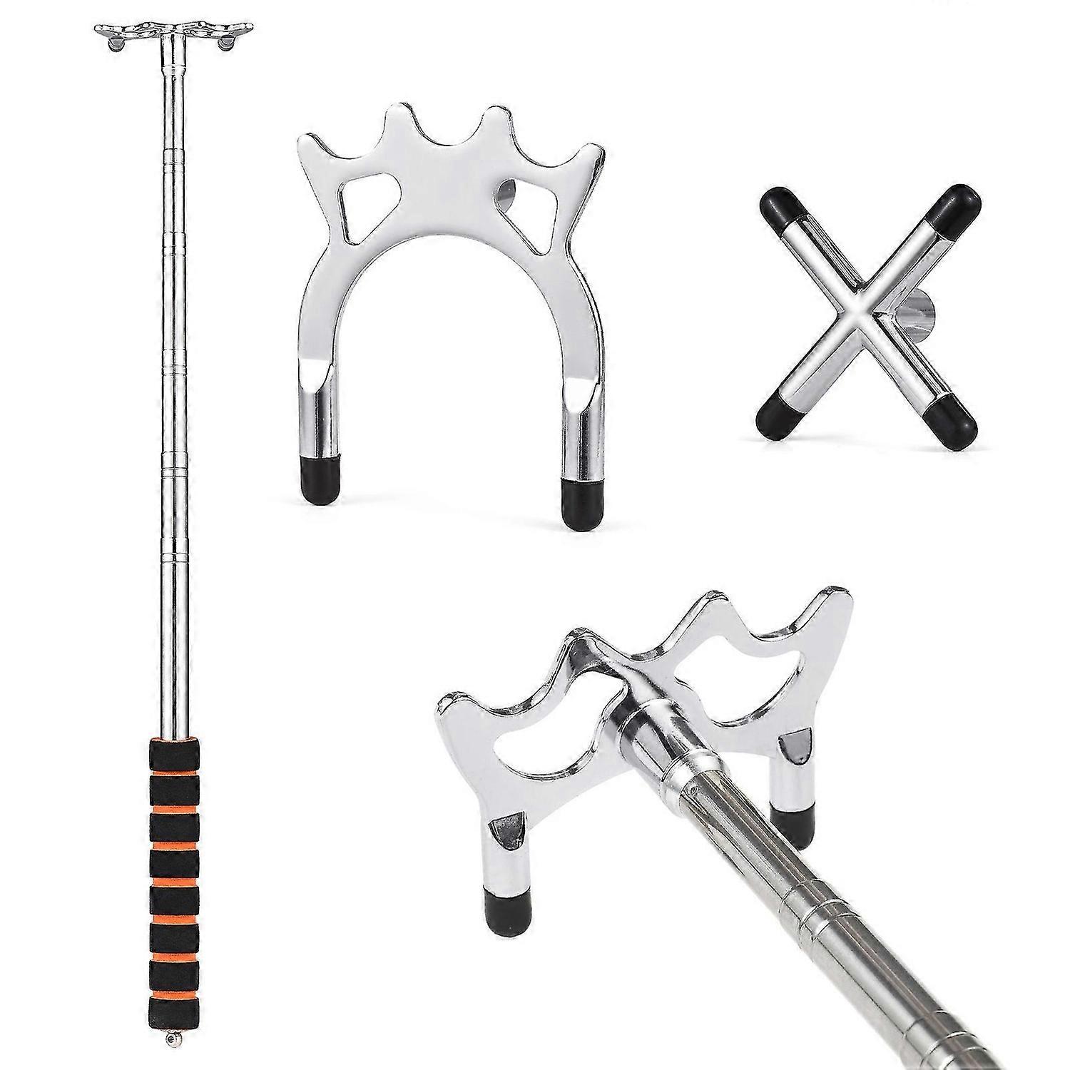 Retractable Billiards Cue Stick Bridge Pool Cue Snooker Pool Bridge Stick with 3 Removable Brass Bridge Head