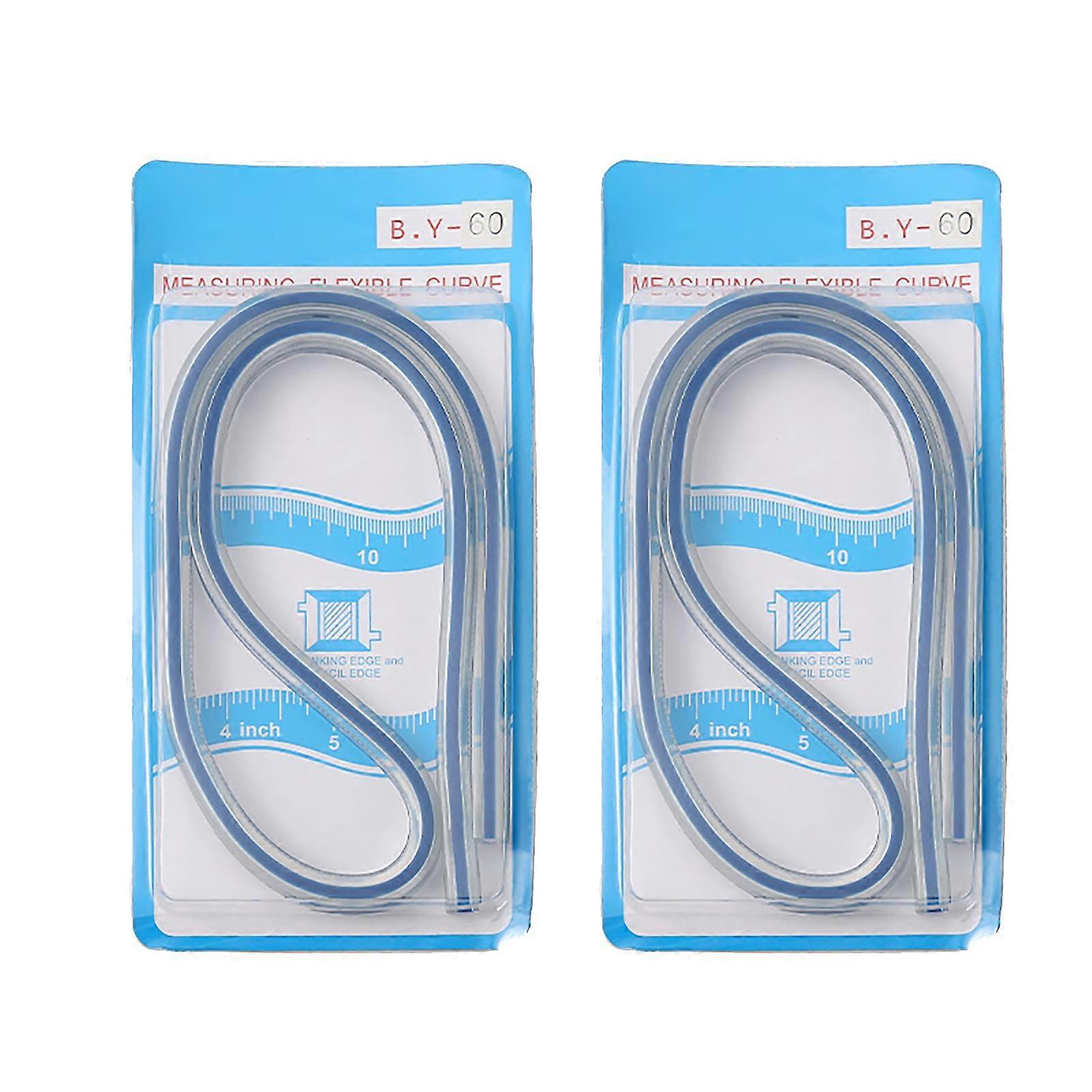 Transparent Flexible Quilting Ruler Set of 2, Double-Sided PVC Sewing Scale for Clothing Design 60cm