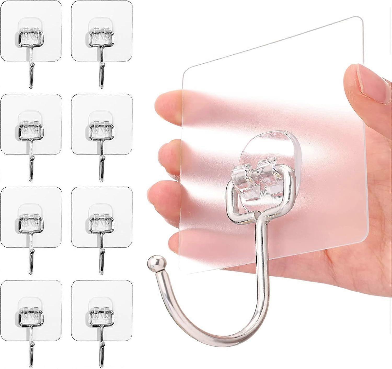 8pcs Self Adhesive Hook Heavy Duty Wall Hooks
