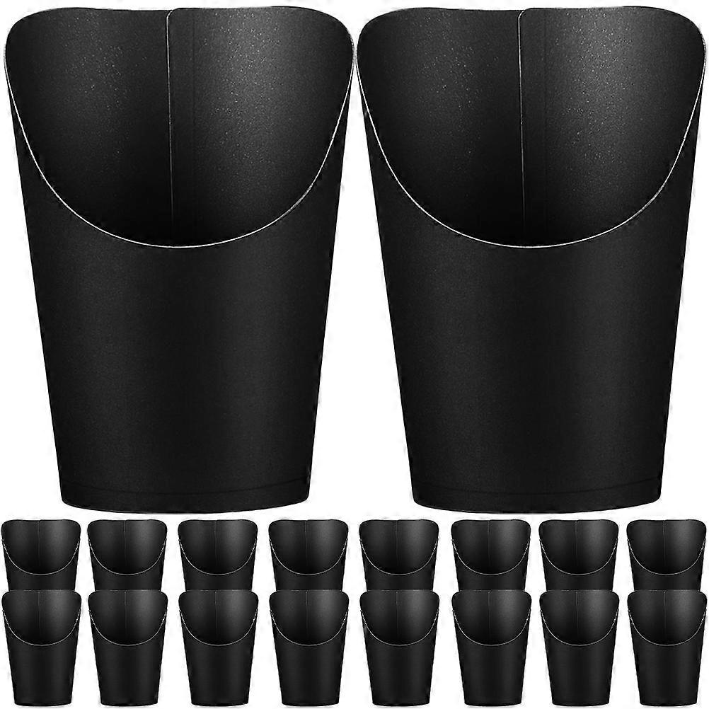 50pcs Food Grade French Fries Storage Cups, Black Cardboard Snack Holders for Parties, Events, and Daily Use