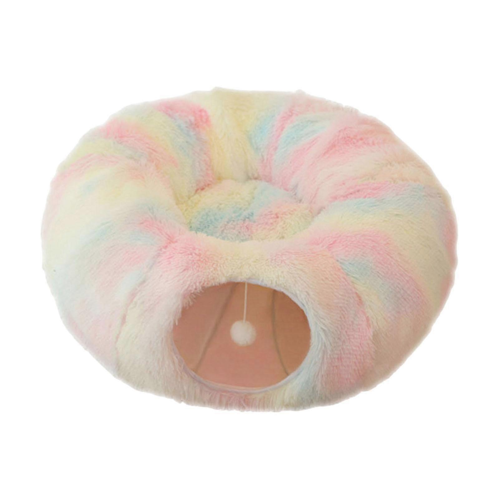 Cat tunnel bed, donut tunnel, lightweight, breathable, nonslip, foldable, hideaway for cats, rabbits, small animals, kittens, colorful