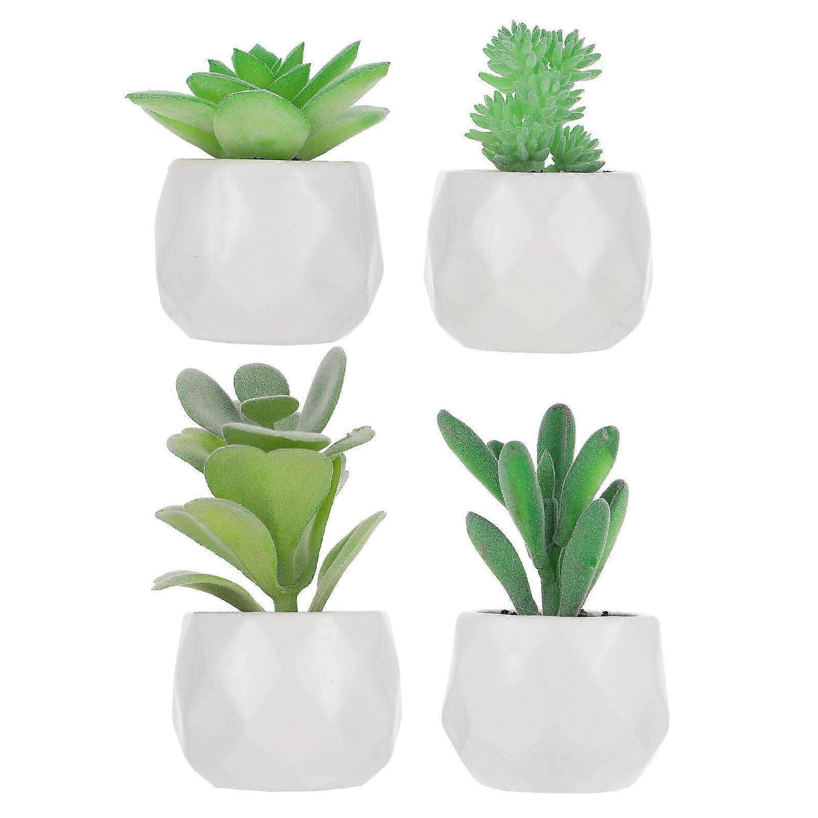 4pcs Vivid Faux Succulent Potted Plants – Realistic Artificial Decor for Home or Office Tabletop Bonsai Ornament