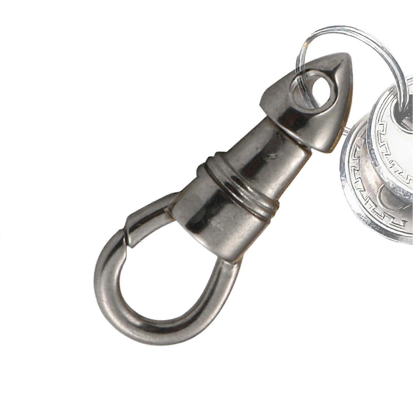 Carabiner Hook with Swivel Joint, Adjustable Stainless Steel Eagle Buckle, Multifunctional Rotatable Spring Clip in Silver