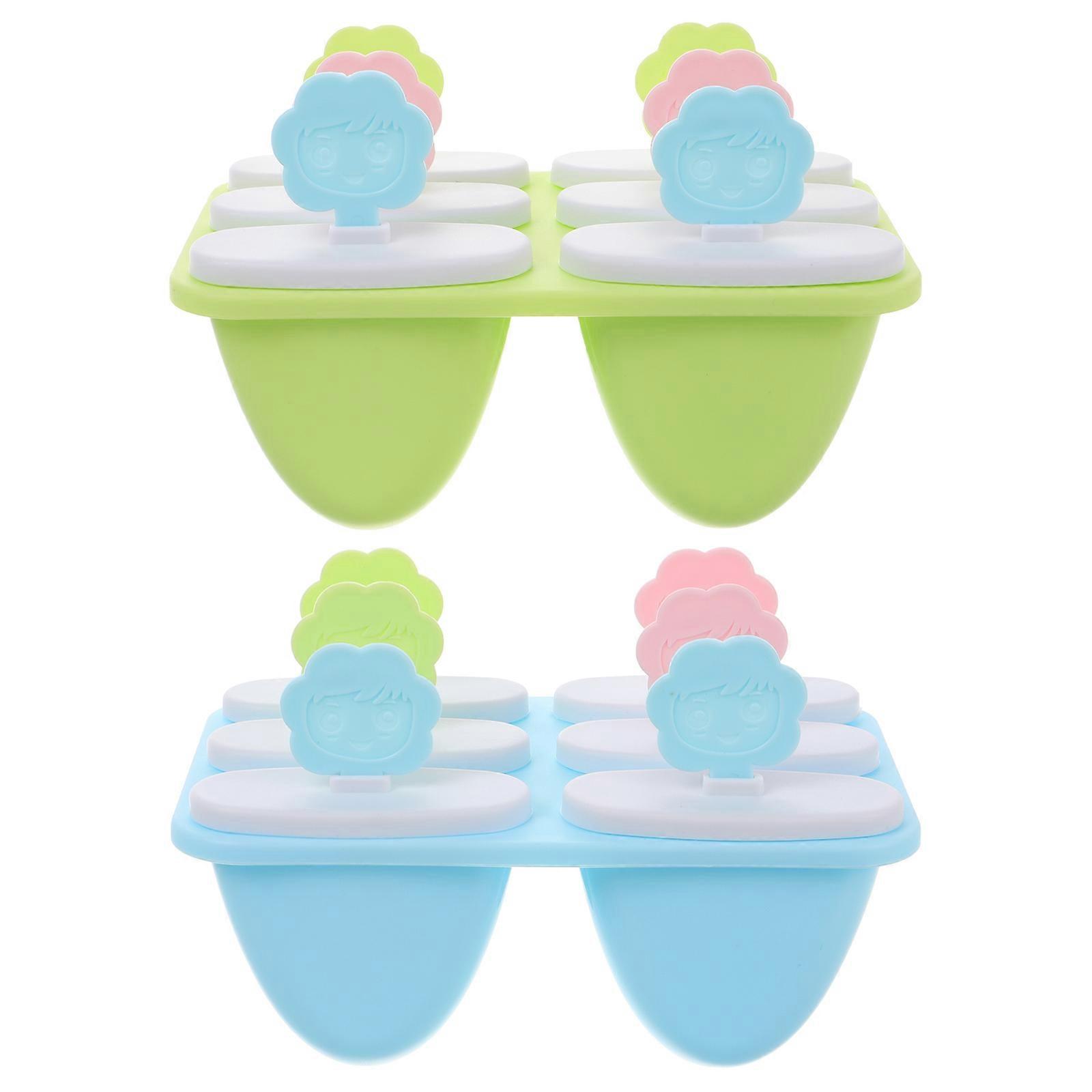 Easy to Clean Ice Cream Molds with Lids Smile Face for Children 2Pcs