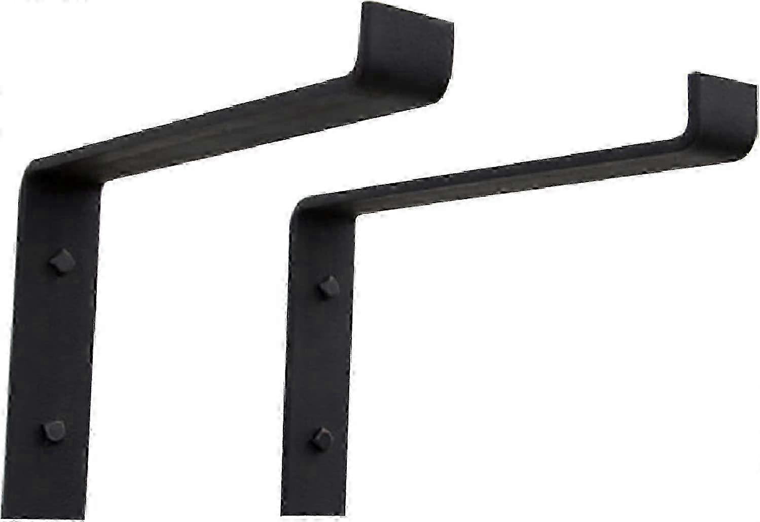 Set of 2 Lip Wall Bracket Shelf Supports – DIY Decorative Metal Brackets in Black (25cm) with Mounting Screws Included