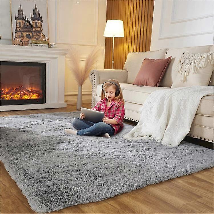 160 x 200 cm ensfarget fluffy matte for stue sklisikkert gulvteppe barnerom teppe