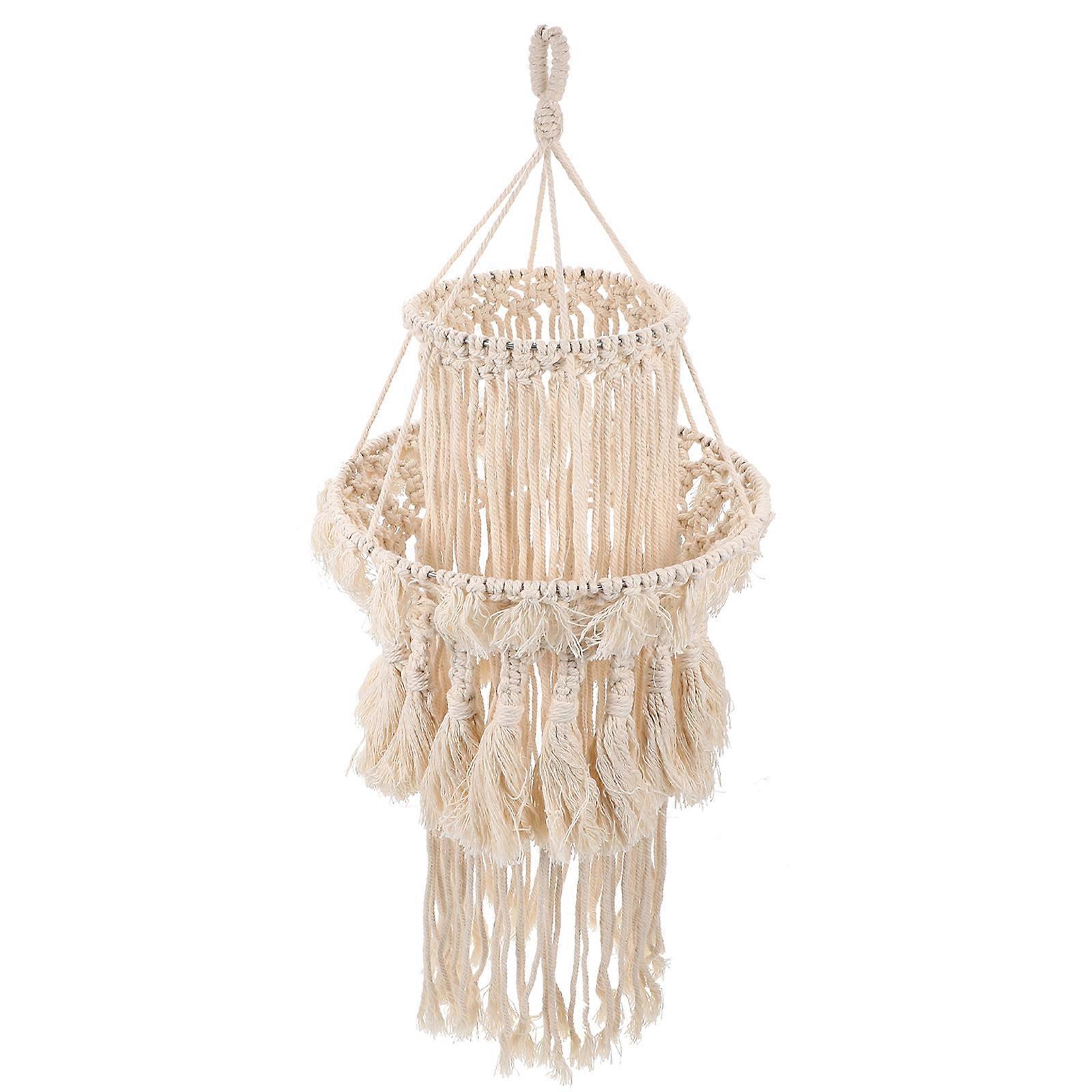 Bohemian Style Handmade Knitting Lampshade Light Cover Durable Decorative Shade for Indoor Room Decoration and Protection