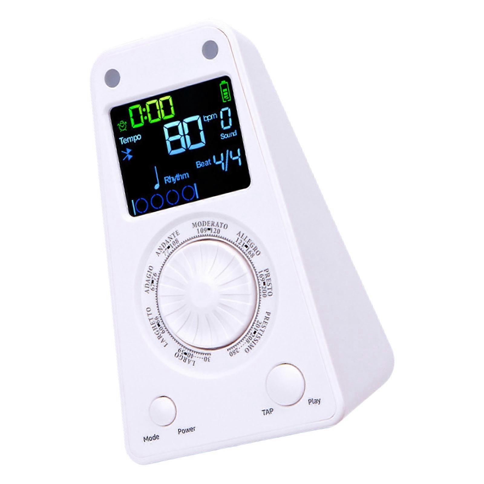 Sports Metronome Electronic Metronome Practice Trackers with Rechargeable Battery Chromatic Tuner ABS Texture for Music White