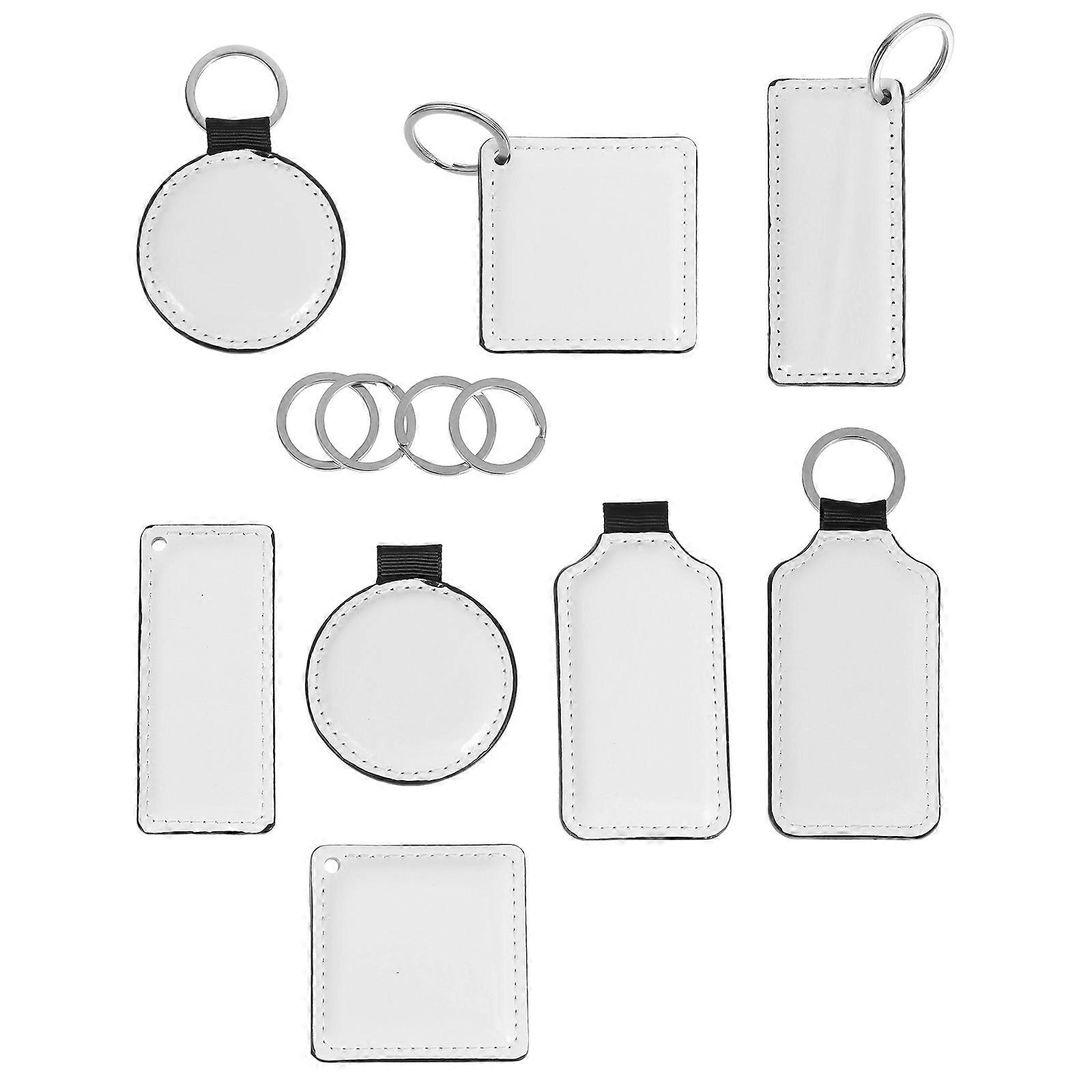 Sublimation Printing Blank Key Chains Silver Rectangle Keyring Supplies 8Pcs