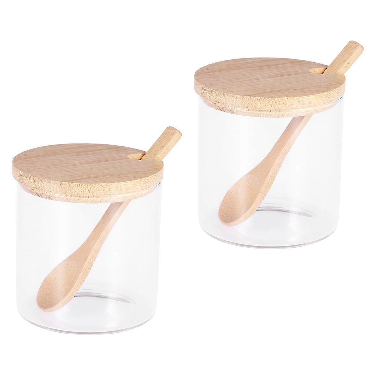Multi Seasoning Jars with Bamboo Lid and for Kitchen Storage 2 Pcs