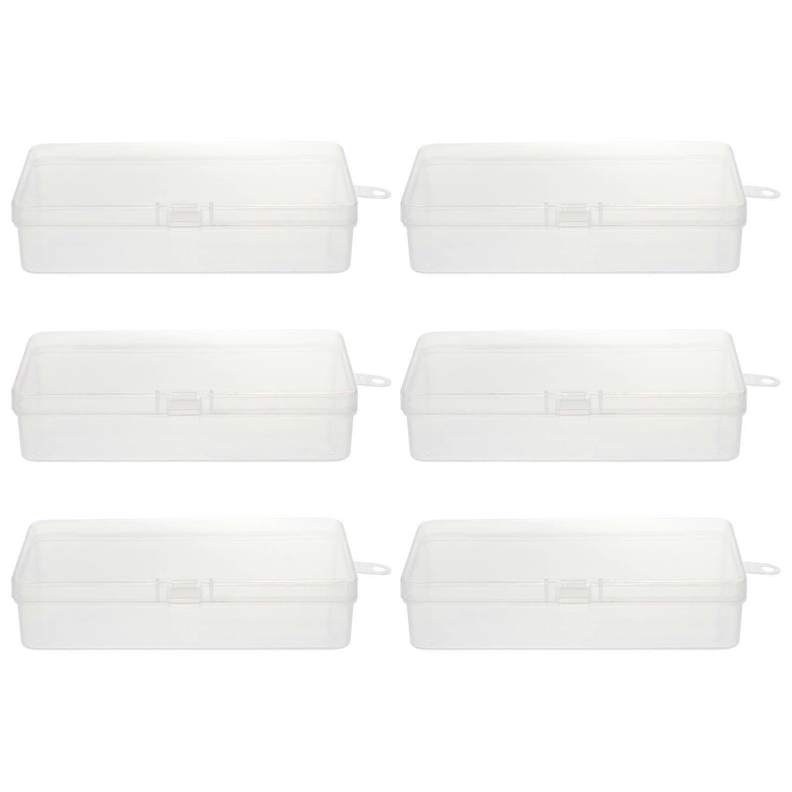 Pencil Box Plastic Transparent Pen Storage Case Holder School Use Kids 6Set