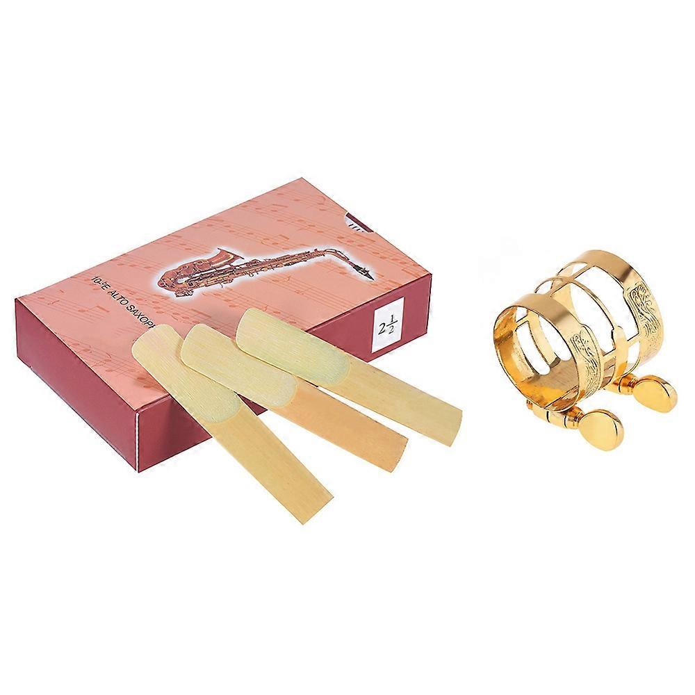 10Pcs/ Box Alto Saxophone Reeds Sax Reeds with Carved Metal Ligature Clip