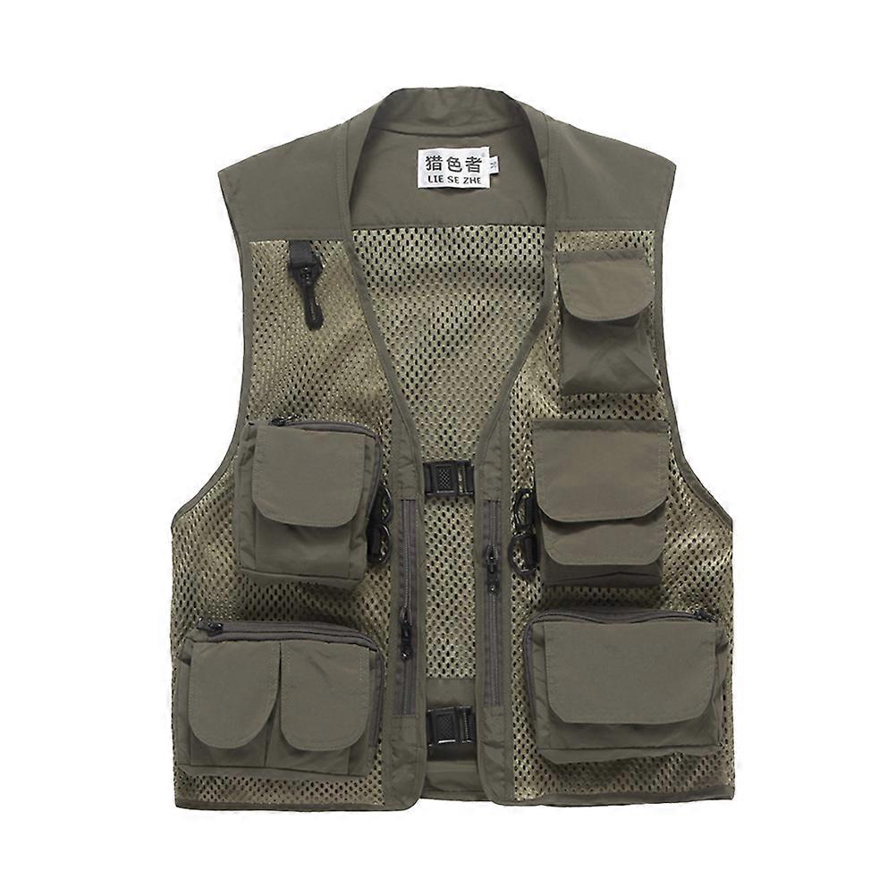 Multi-Functional Tool Vest Men Hiking Camping Fishing Green XXL