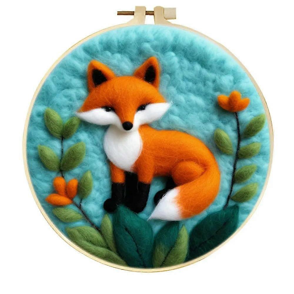 Wollfilz-Malset Fuchs 20x20 cm, Nadelfilz-Zubehör, DIY-Wolle, Wandkunst-Stickrahmen, Strickmaterial Mzh-947