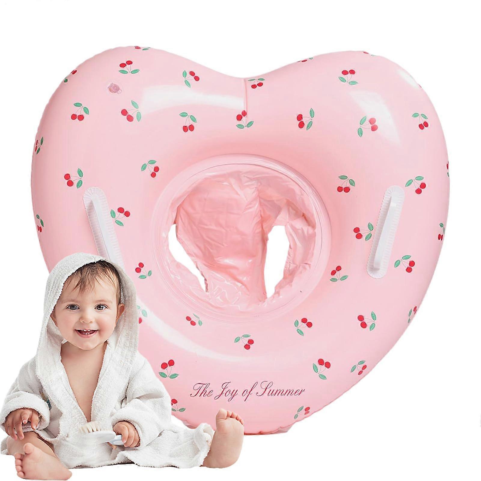 Pool Float Rings, HeartShaped Portable Pool Ring with Handles, Inflatable