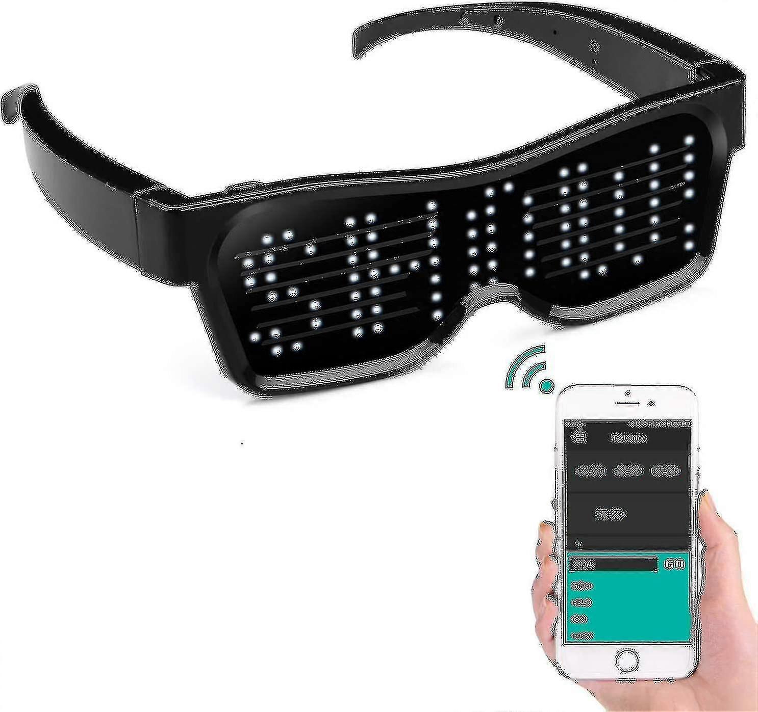 Gafas inteligentes LED con control de aplicación Bluetooth Efectos de luz programables DIY Gafas originales para fiestas y eventos nocturnos