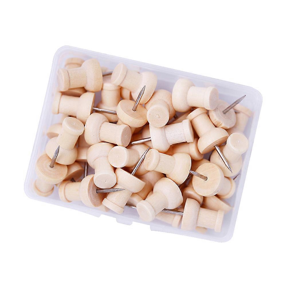 Wood Push Pins for Cork Board Assorted Color Metal Thumb Tacks for Office and School Use 40pcs Tin