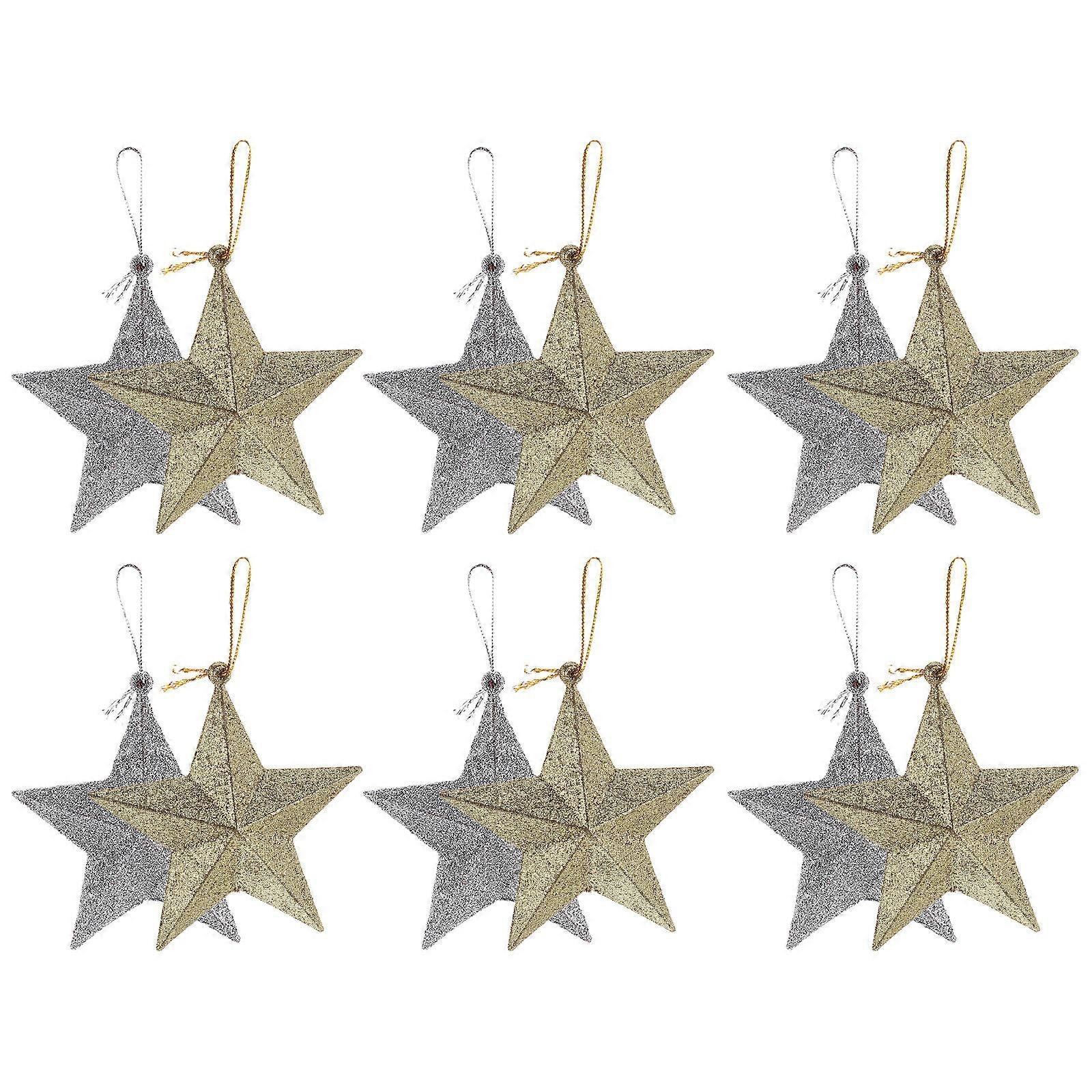 واضح معلقة الديكور البلاستيك نجمة قلادة لحفلات الديكور المنزلي 12 قطعة