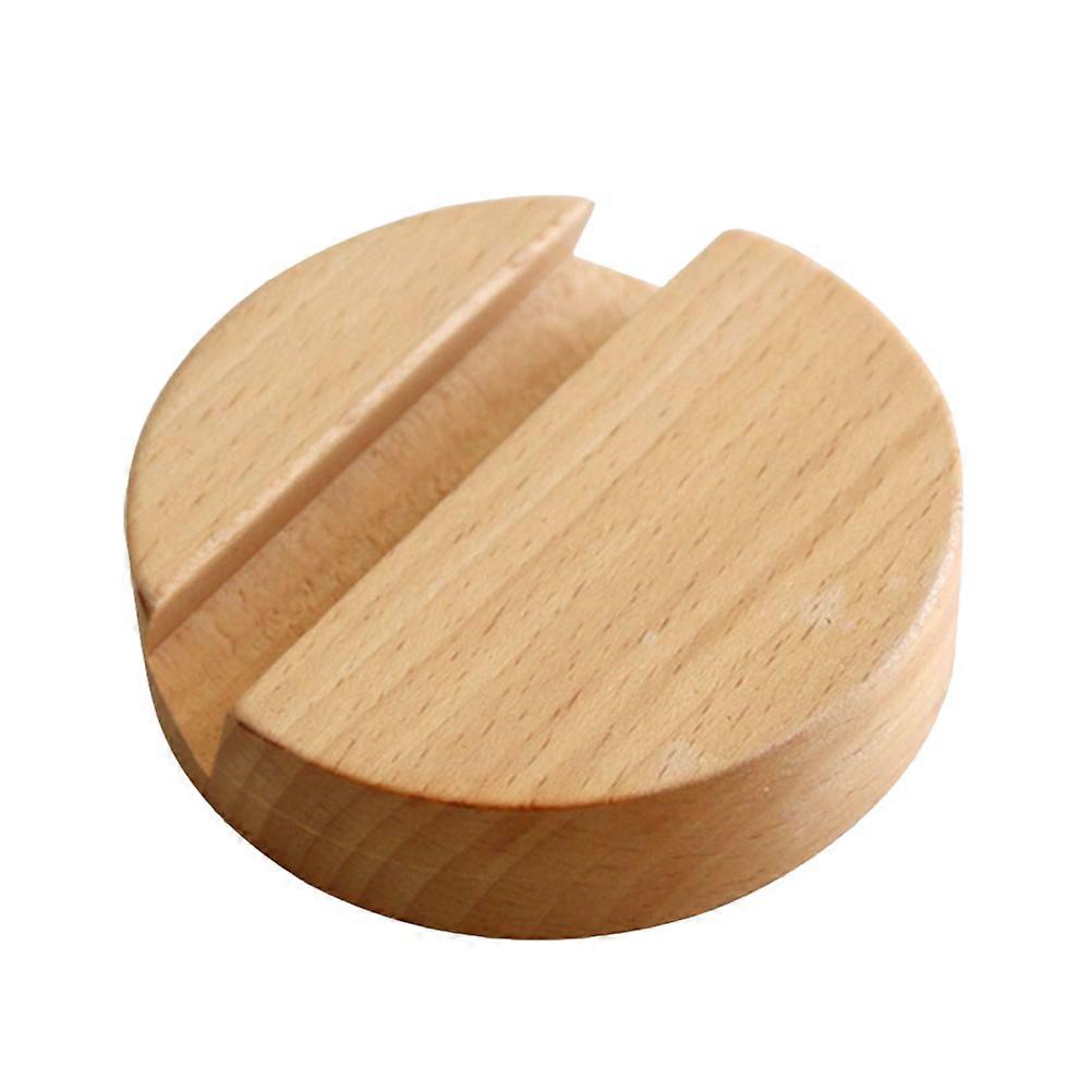 Simple Cellphone Holder Wooden Round Base Universal Smartphone Stand Desktop Phone Bracket Beech
