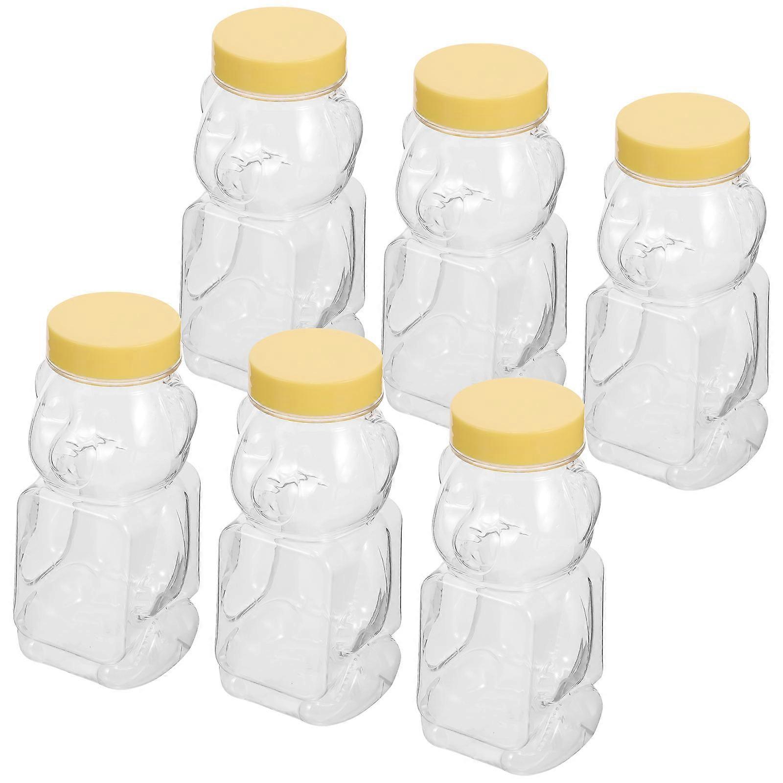 Transparent Bear Honey Container 6Pcs Ideal For Parties And Birthdays Storage Purpose With Sealed Functionality
