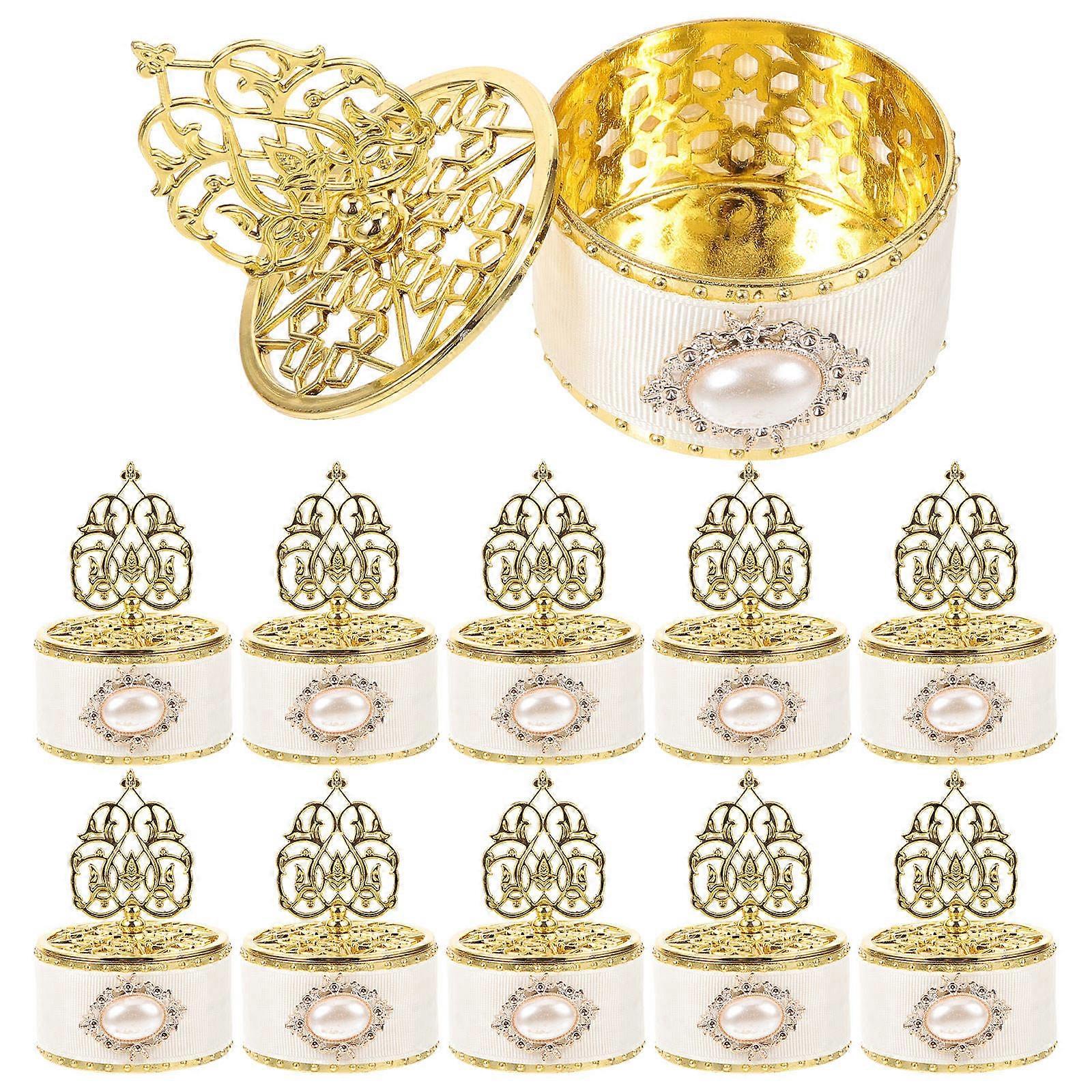Golden Jewelry Case with PP Material for Home Use Portable Storage Container for Earrings Candies 12pcs
