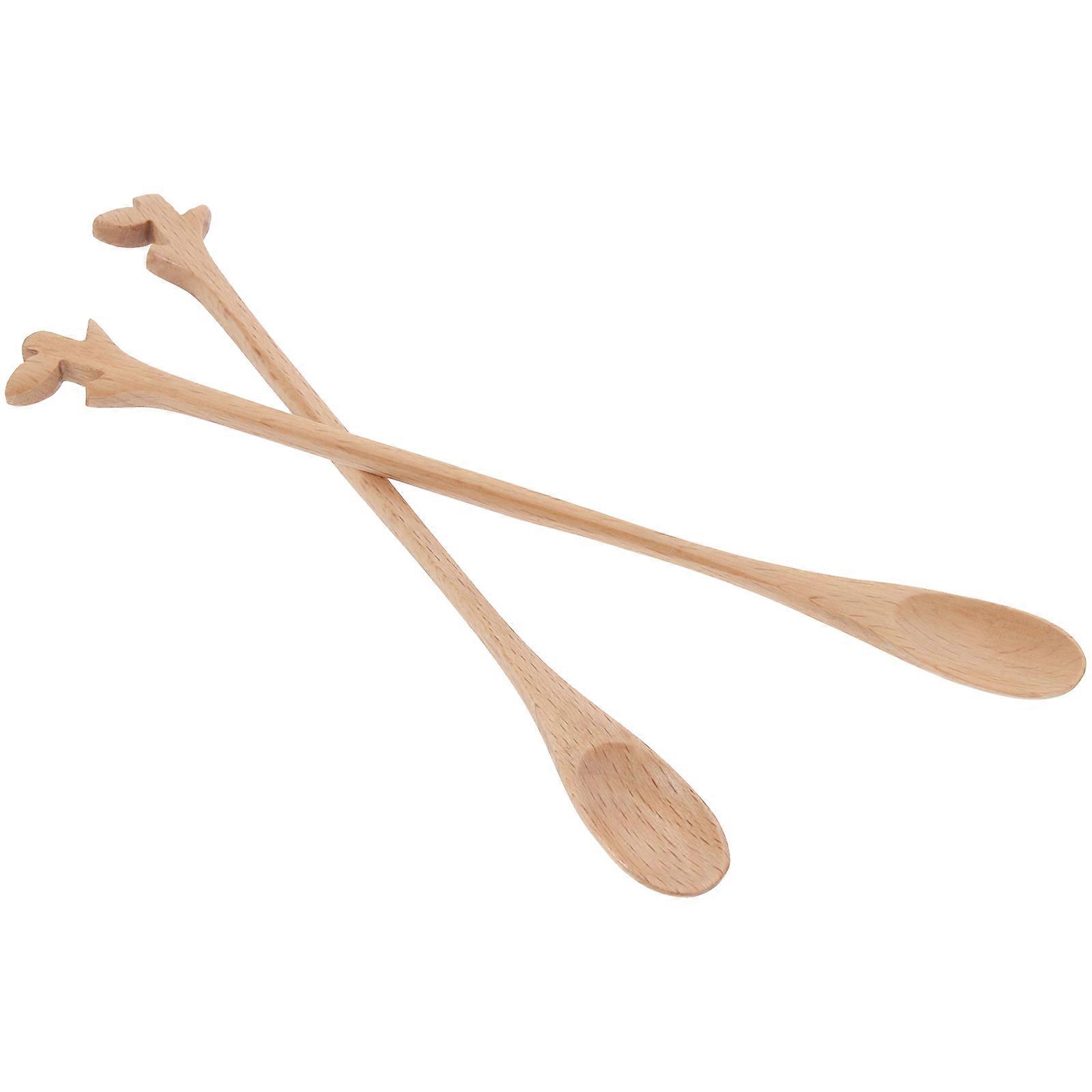 Wood Mixing Spoon for Home Use and Comfortable with Smooth Surface 2 Pieces