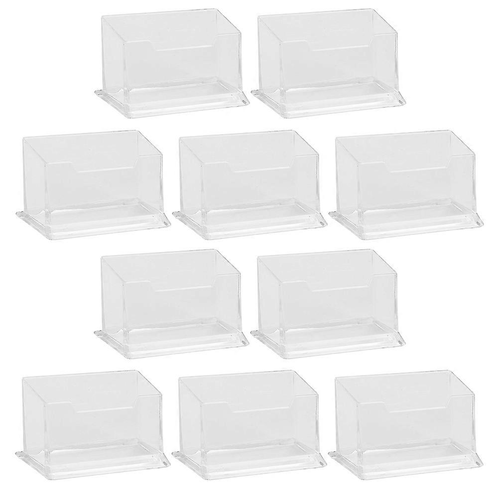 Transparent Plastic Business Card Holder – 10pcs Desktop Display Stand for Office & Reception – Professional Organization Solution