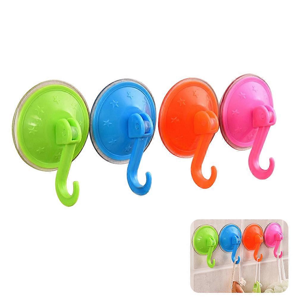Suction Cup Hooks for Hanging Clothes Removable and Heavy Duty Wall Hooks Plastic Assorted Color 180 Degrees Rotation