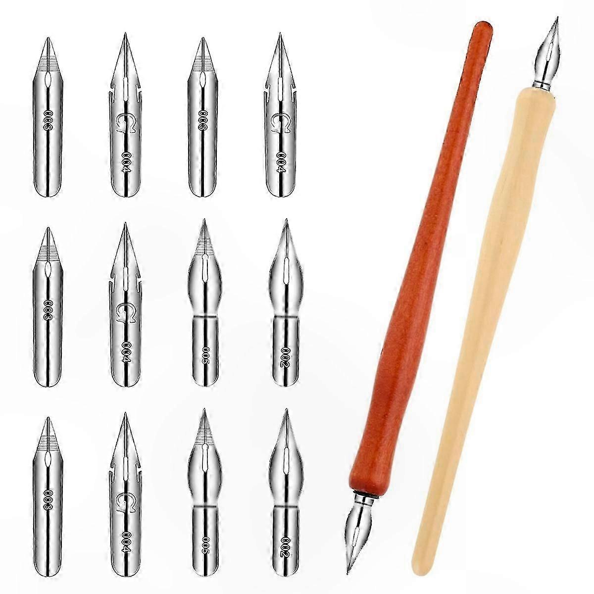10-Pack Dip Pen Nib Set with Holder for Comic Art and Calligraphy