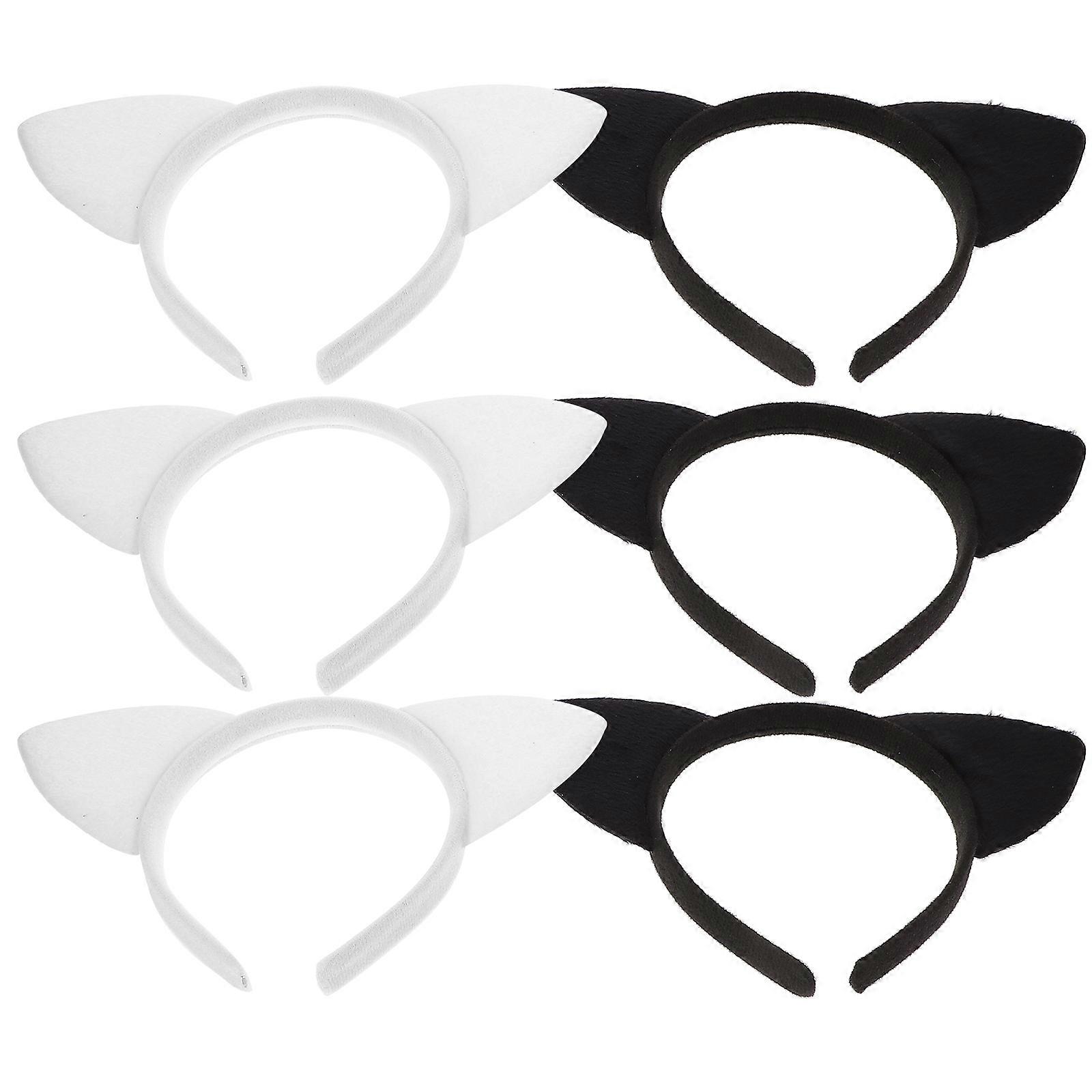Cute Cat Ear Headband 6Pcs Headwear Suitable For Parties And Festivities Assorted Color Soft Fabric Design