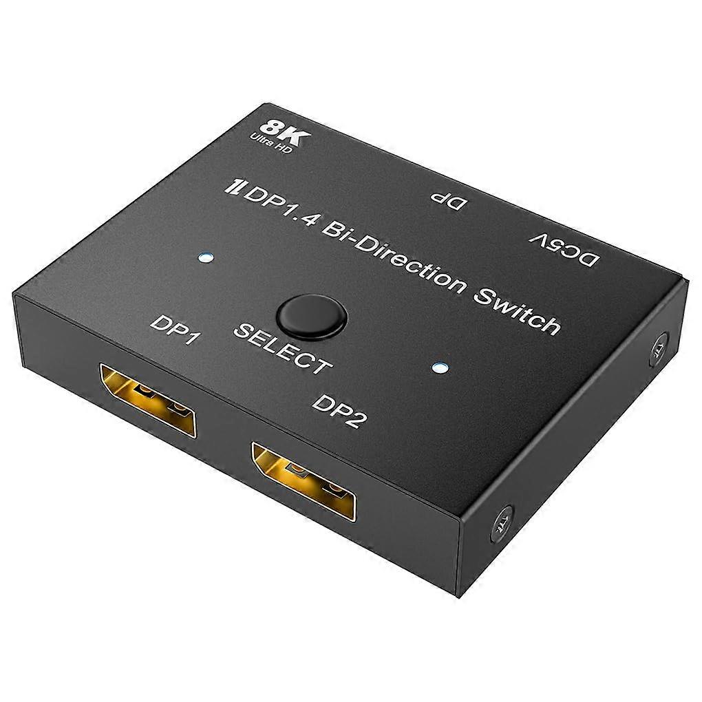 DP Switcher 2 In 1 Out, Fast Speed Video Adapter, Button Control Multiport Switch Box For Desktop PC