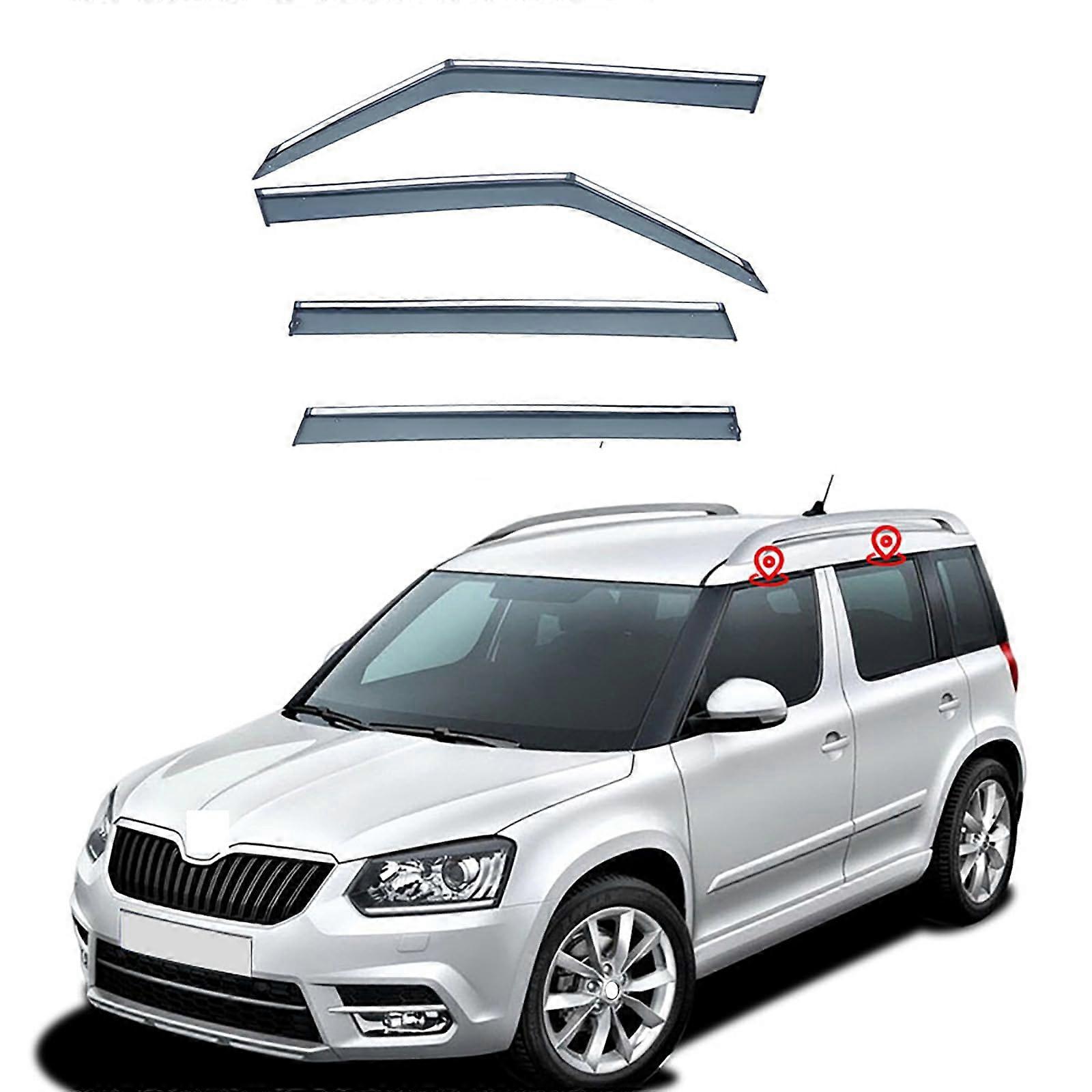 Rain Guard Deflectors for Skoda Yeti 5L 2009-2017, 4pcs Side Window Visors for Weather Protection and Modified Exterior