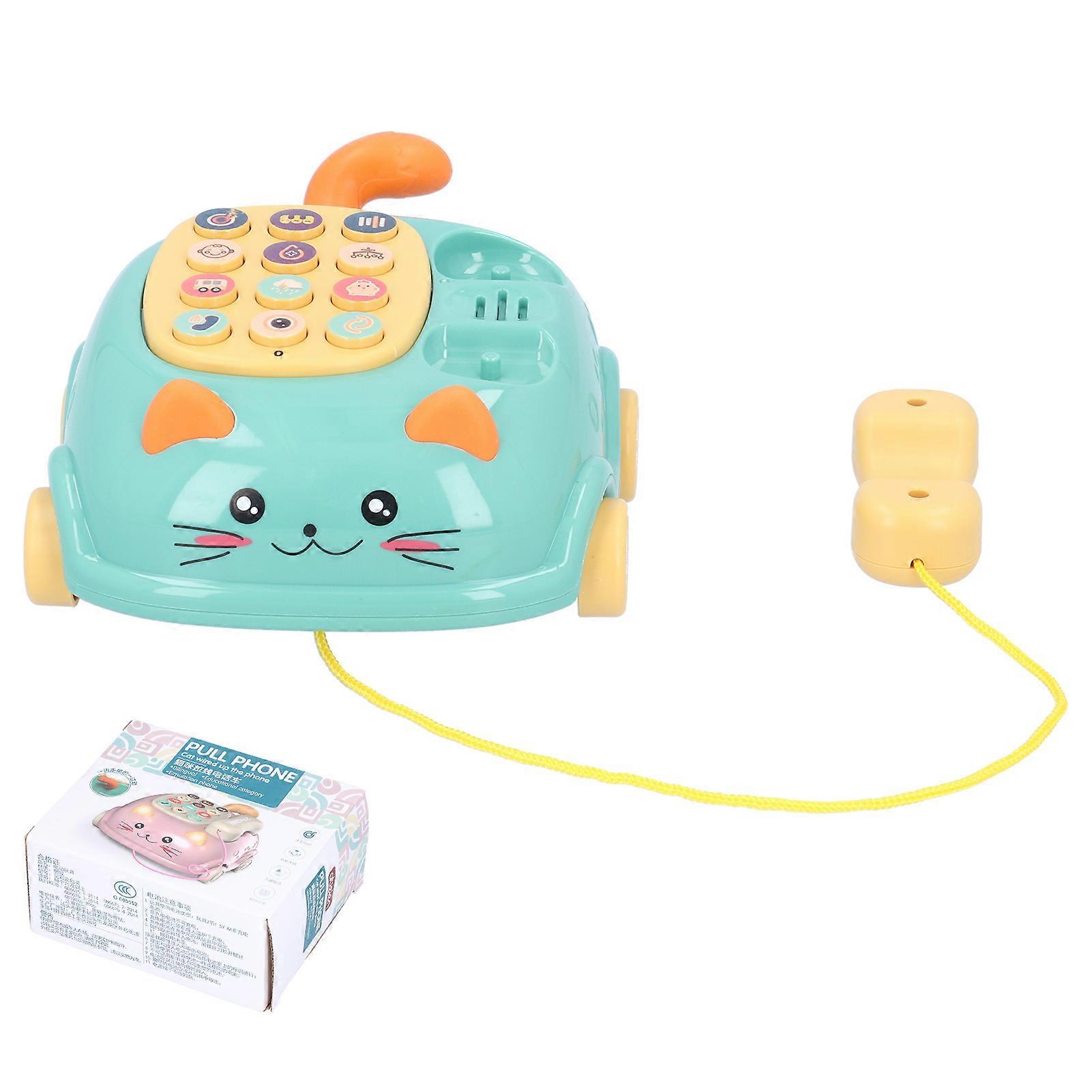 Baby Cell Phone Toy Multifunctional Cartoon Simulated Phone Drag Landline for Kids
