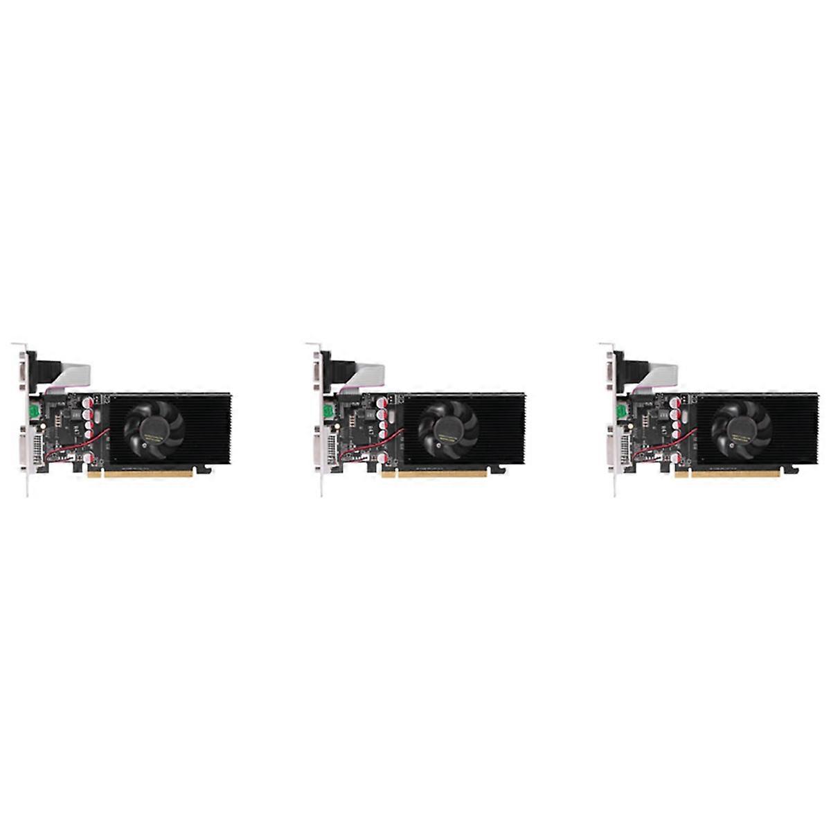 3X GT210 1GB Grafikkort 64Bit Skjermkort For GPU PC-spill DVI-I -Kompatibel VGA Brukt Dual-Screen