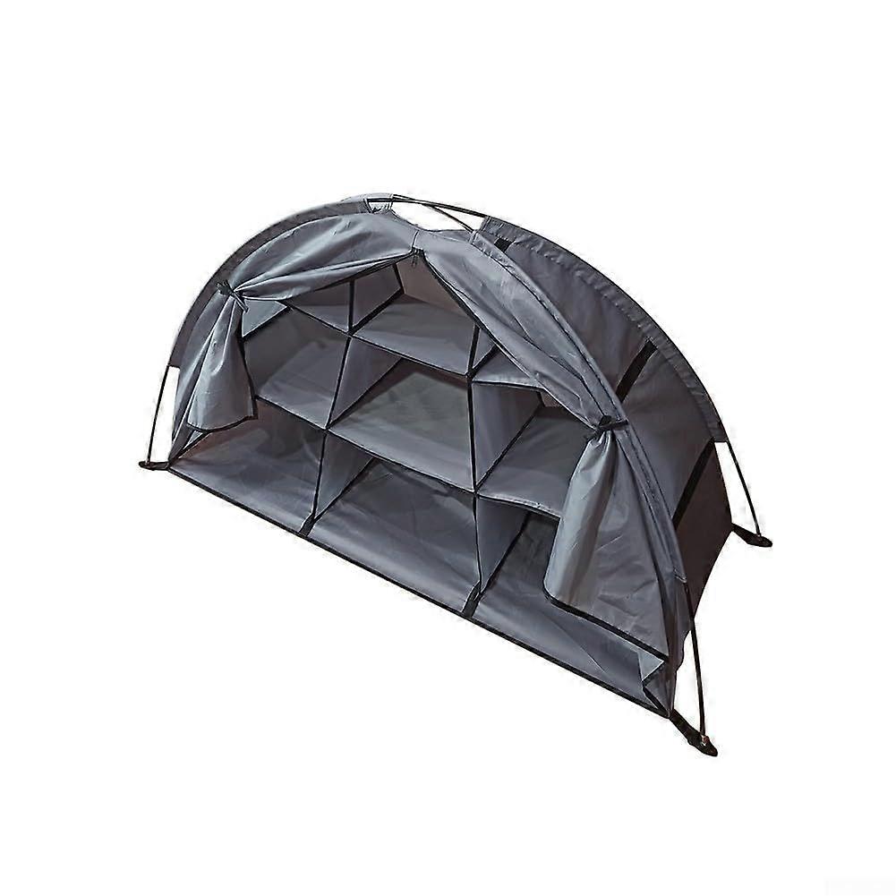 Foldable organizer with 9 compartments for camping shoes, ideal storage solution for RV trips and outdoor use (gray).